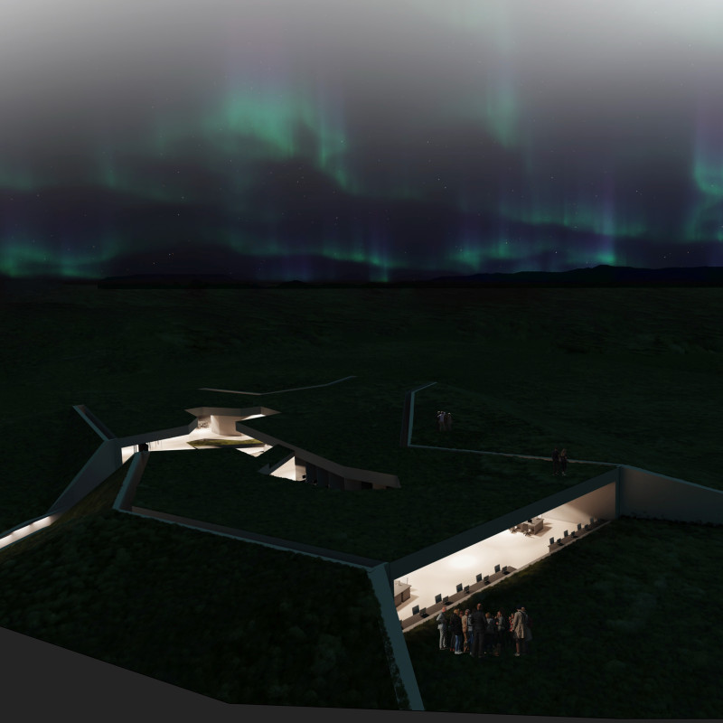 Vegetalized Roof and Elevated Terrain Enhancing Natural Integration in a Community Hub