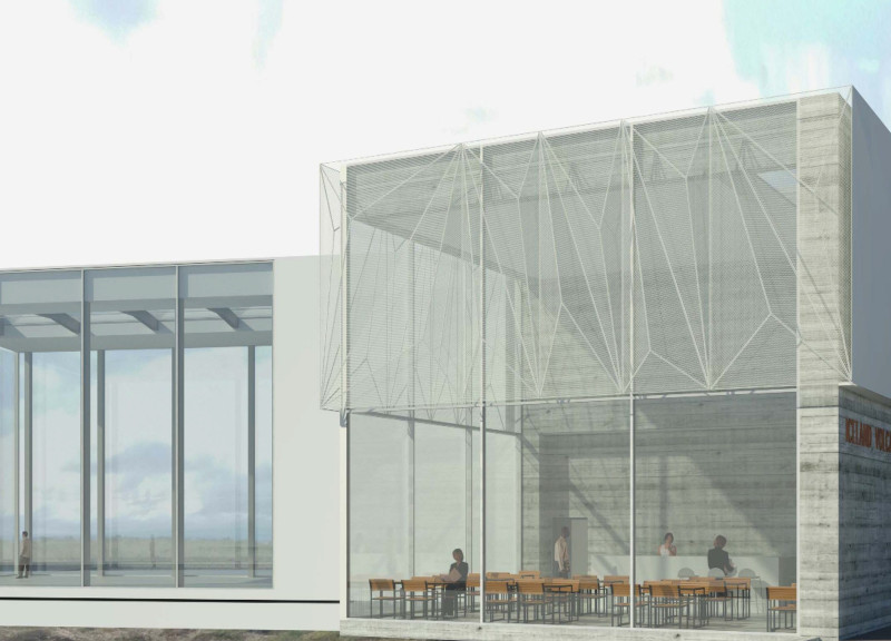 Glazed Views and Porcelain Elements in a Volcano-Inspired Educational Space