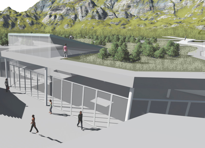 Educational Hub Embracing Volcanic Landscape with Central Exhibition Hall