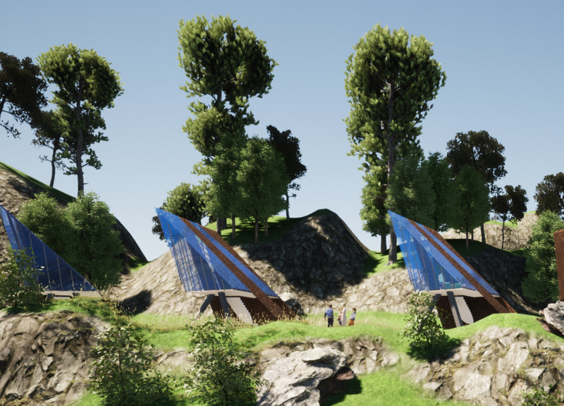 Asymmetrical Tent Roof with Wood Shingles Creates Connection to Nature