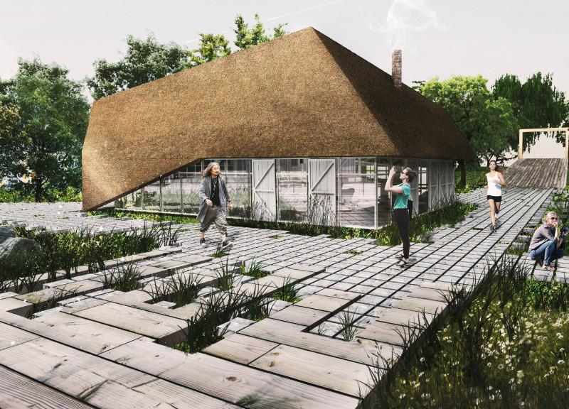 Rhythmic Surroundings with Ash-White Wood and White-Painted Metal in a Wellness Retreat