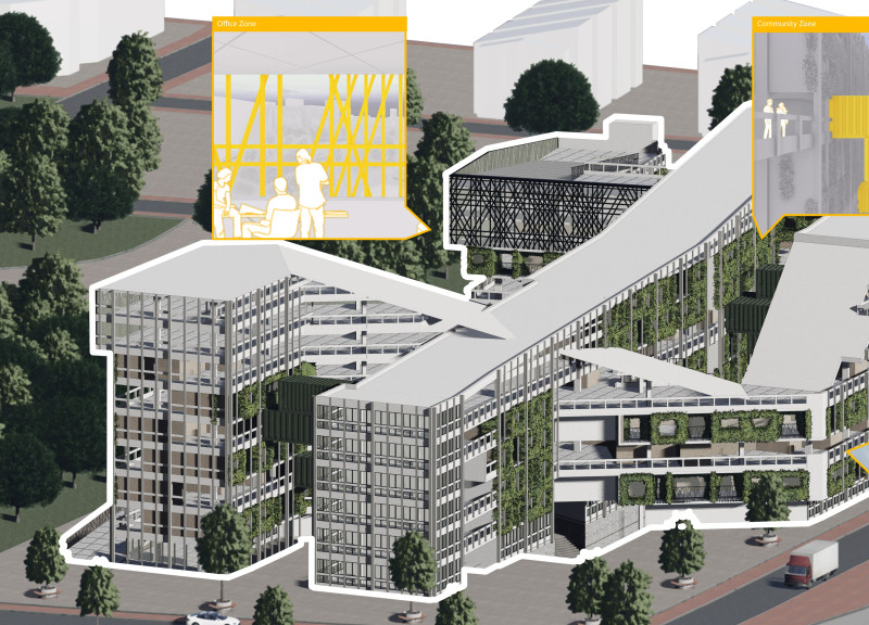 Linen Walls and Green Roofs Create a Flexible Community Space in a Modular Urban Structure
