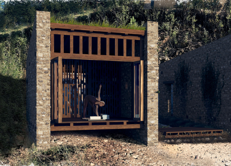Healing Walls Constructed with Local Stone and Timber in a Natural Landscape
