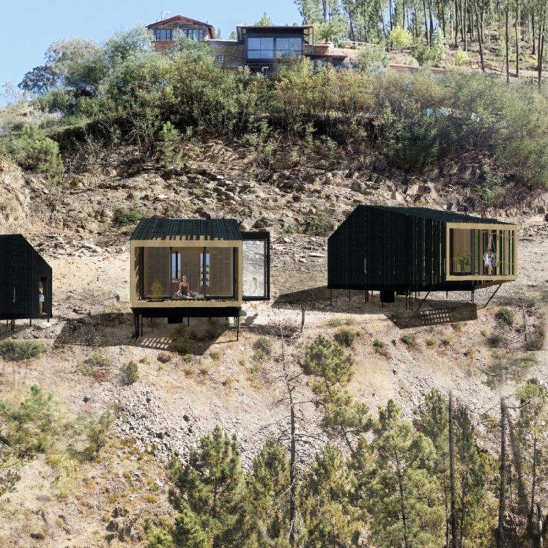 Charred Wooden Shingles and Cross-Laminated Timber Panels Create Tranquil Retreat Spaces in a Mediterranean Landscape