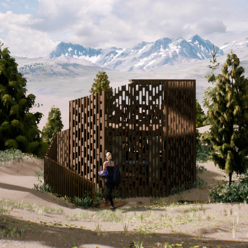 Timber Retreat Accentuated by Azulejos and Elevated Privacy