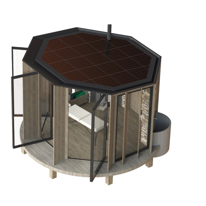 Octagonal Retreat Crafted with Sustainable Local Stone and Triple-Glazed Windows