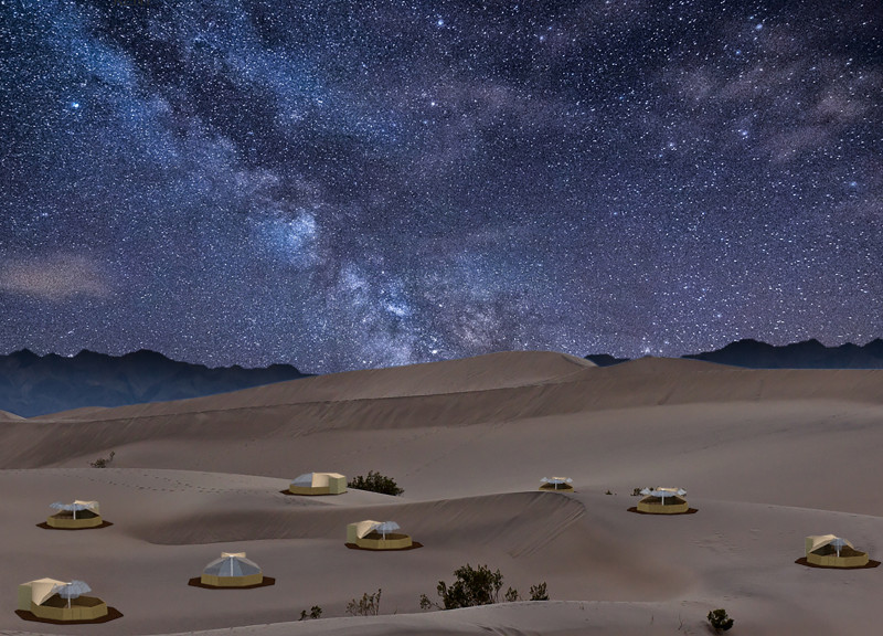 Mechanical Umbrella Structures with Camouflage Facades for Desert Shelter