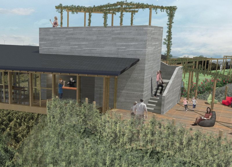 Suspended Terrace and Natural Stone Towerette Enhancing Wine Tasting Experience