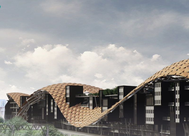 Timber Panels and Black Boxes Integrated in a Community-Centric Residential Complex