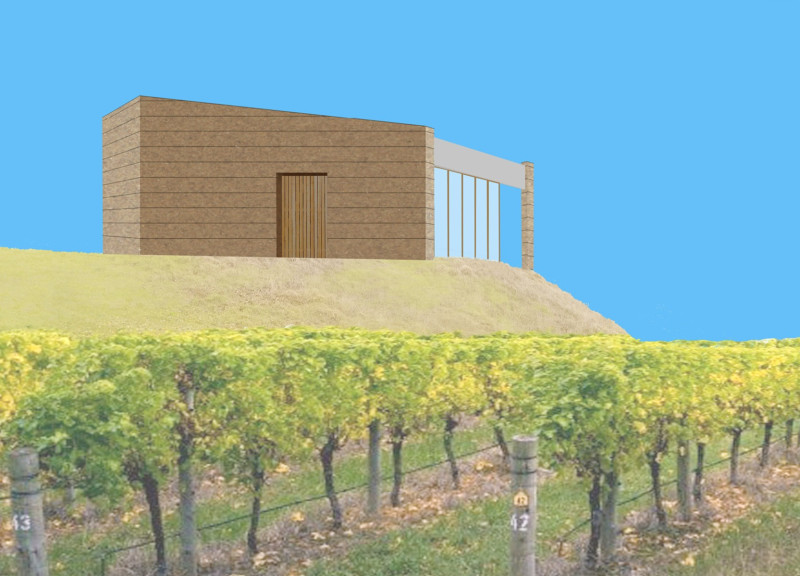 Rammed Earth Tasting Room with Panoramic Vineyard Views