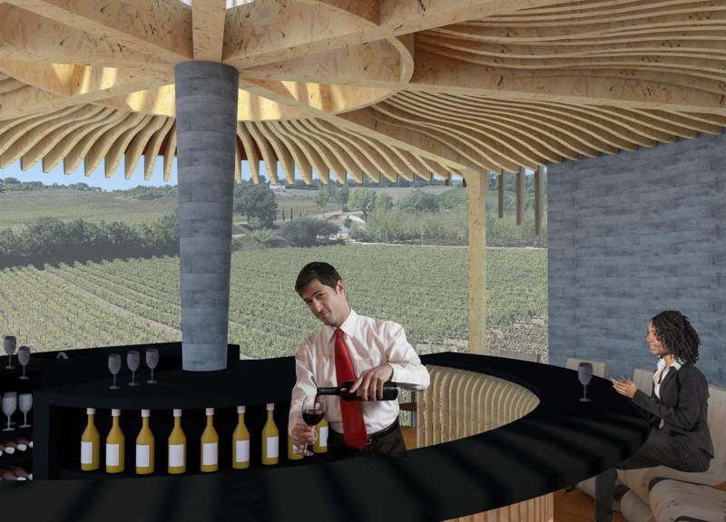 Timber Structure Integrated into a Green Roof with Panoramic Vineyard Views