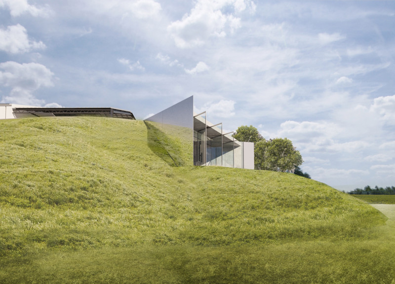 Earth-Covered Structure with Reflective Walls Enhancing Wine Tasting Experience
