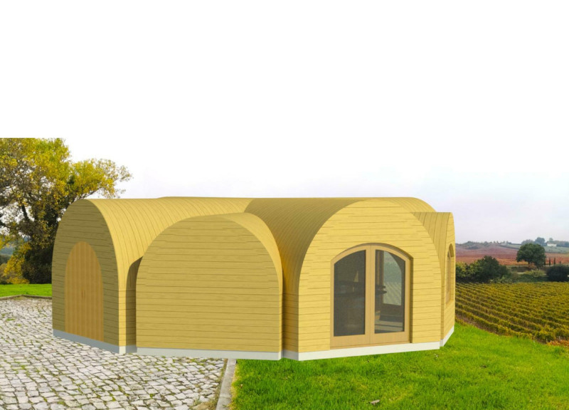 Curved Timber Structure Embracing Natural Light in Vineyard Setting