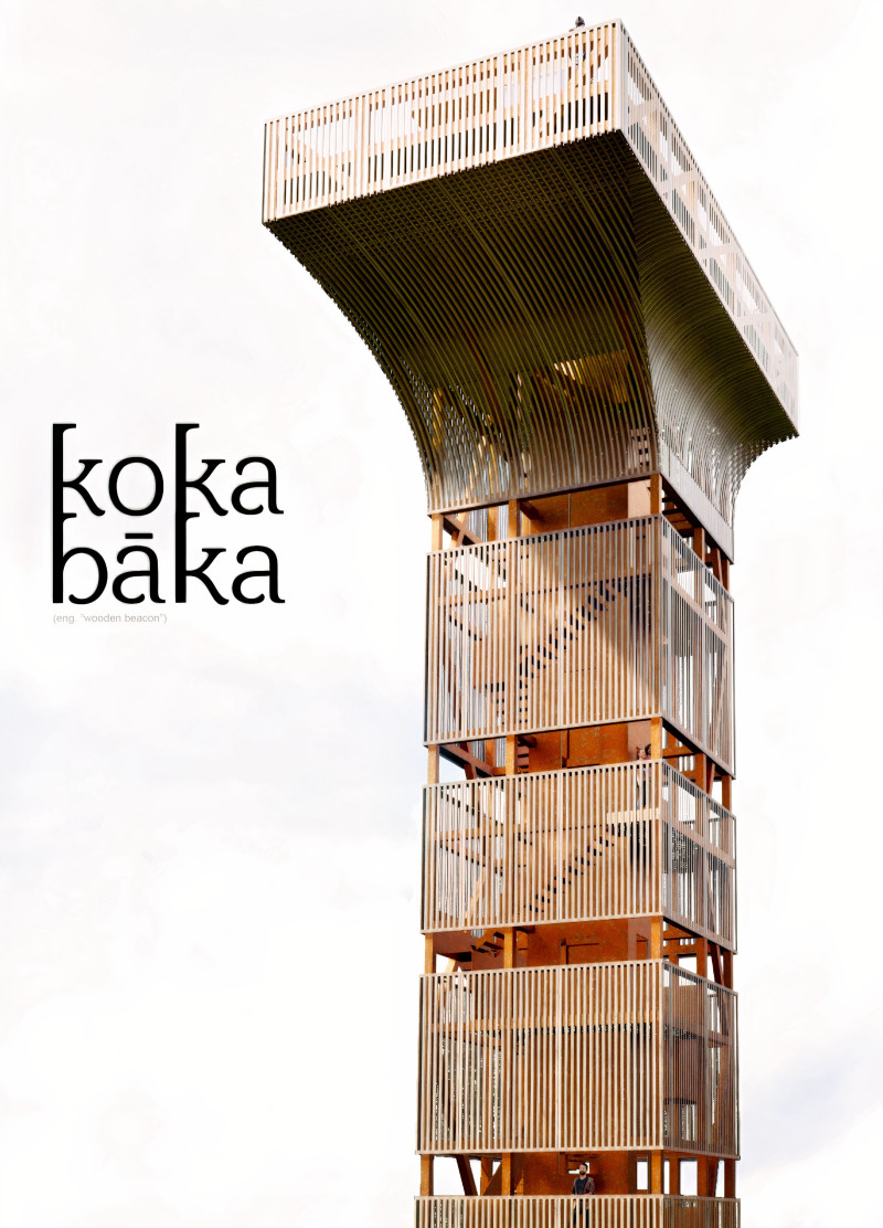 A Multi-Level Observation Tower Wrapped in Timber with a Meditative Void