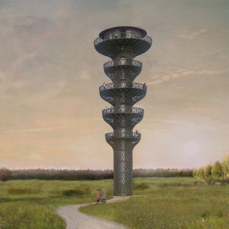 Funnel-Shaped Observation Platforms Towards the Natural Landscape Using a Diagrid Framework