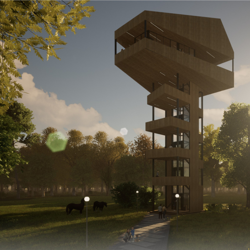 Elevated Views from a Wooden Structure with Infrared Comfort