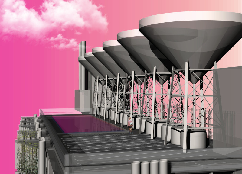 Buoyancy Ventilation and Green Community Spaces in a High-Rise Concrete Tower