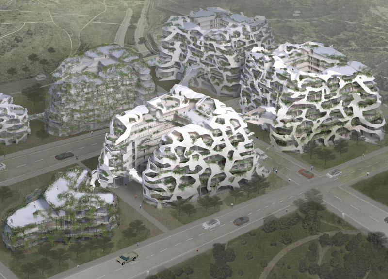 Wooden Mesh Integration with Reinforced Concrete in Community-Centric Living