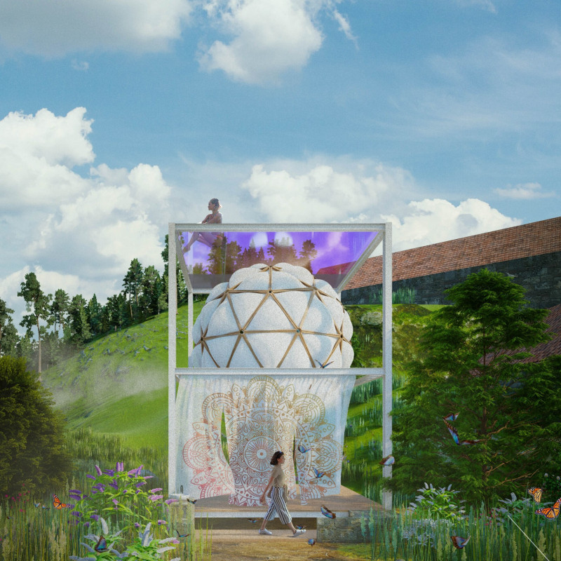 Geodesic Dome Structure Featuring Sustainable Materials for Mindful Community Retreat