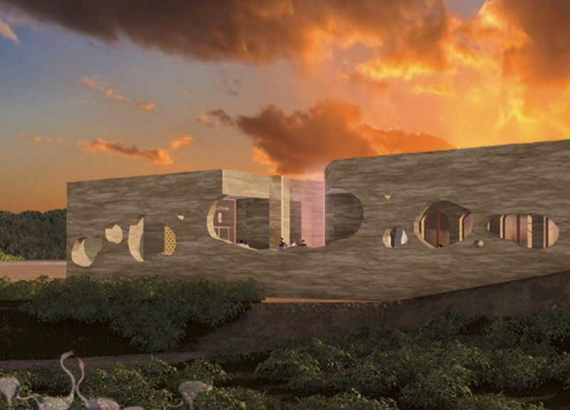 Rammed Earth and Pink Canyon Visitor Center Emphasizing Accessibility and Nature