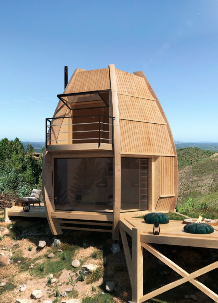 Pine Wood Retreat Embracing Nature Through Sliding Shutters