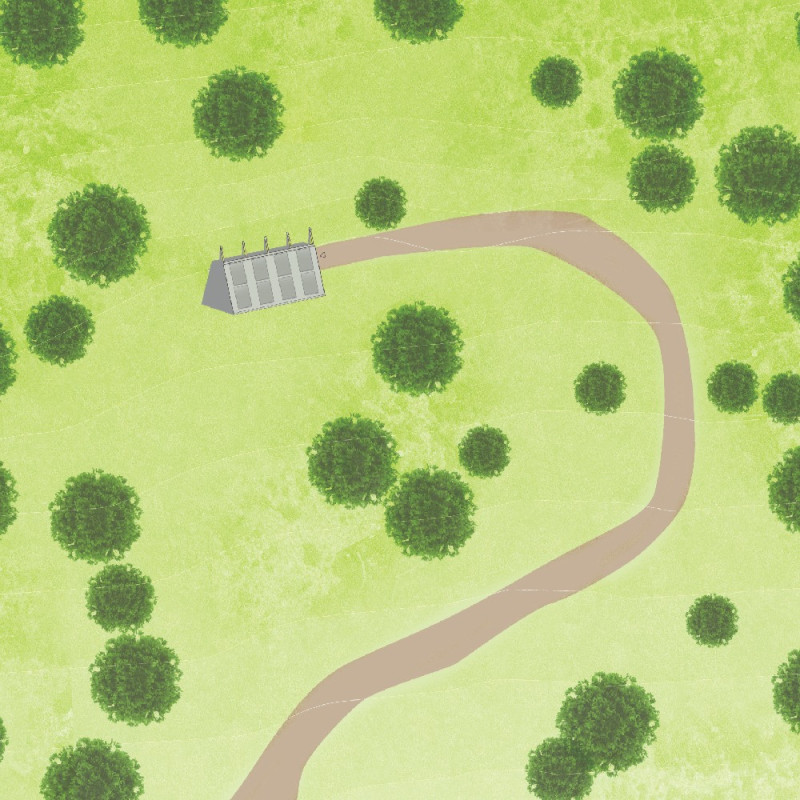 Elevated Cabin with Steel Columns and Panoramic Views for Contemplation