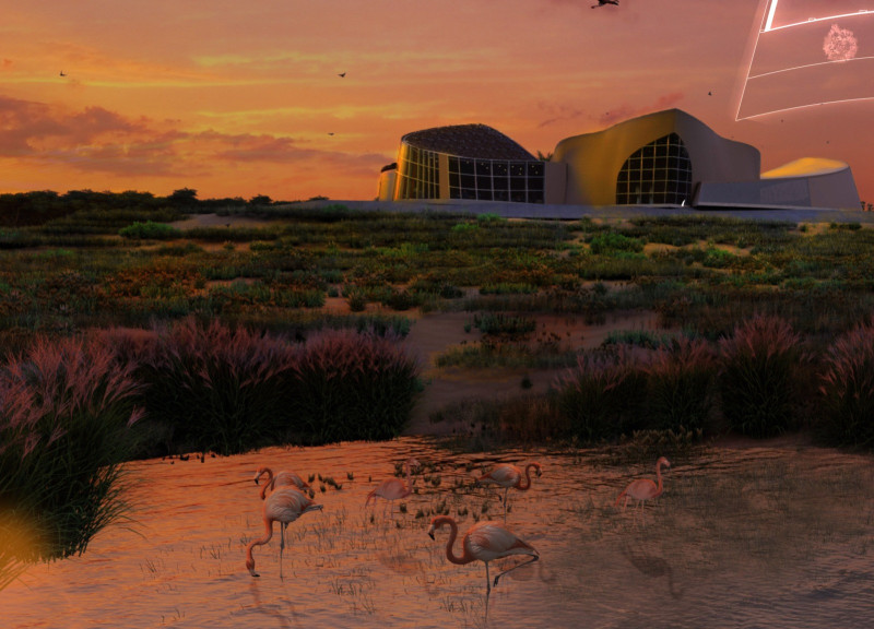 Acacia Roof Shading and Hollow Brick Walls Enhance Visitor Engagement in Wetland Reserve