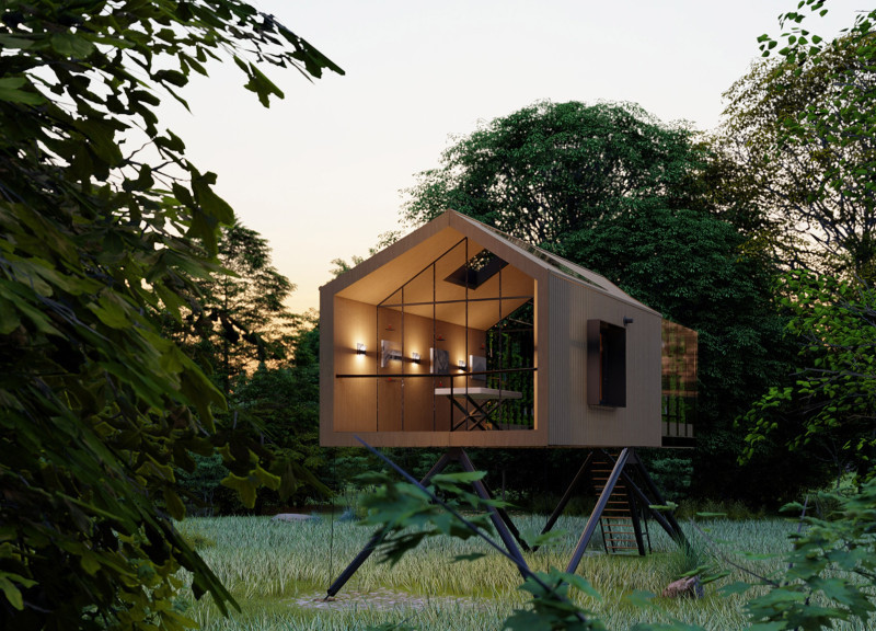 Charred Wooden Shingles and Green Roofs in a Community-Centric Space