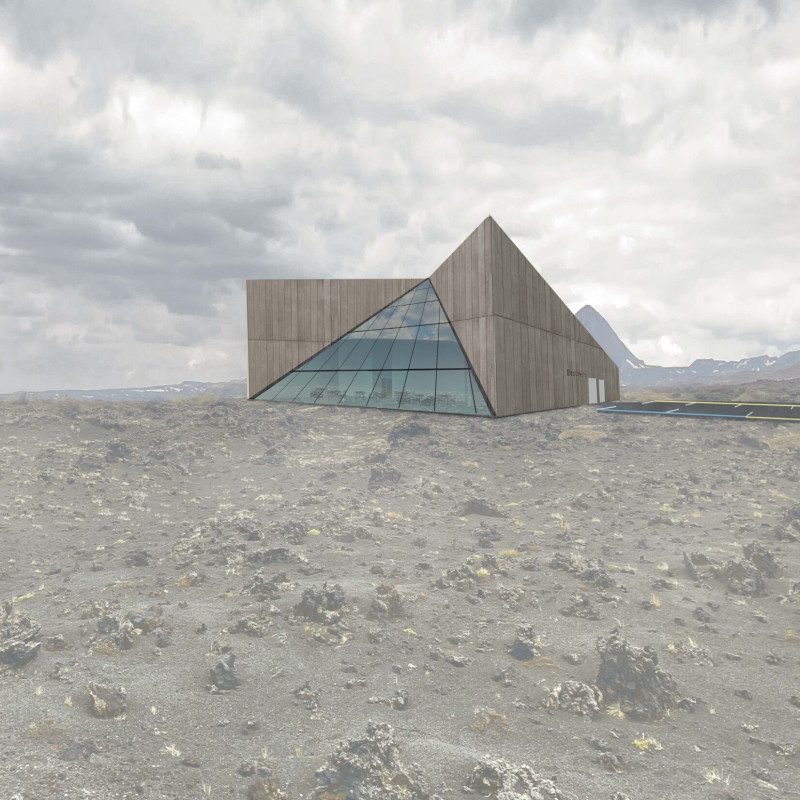 Inclined Window Framing Natural Views in a Warm Larch and Concrete Retreat