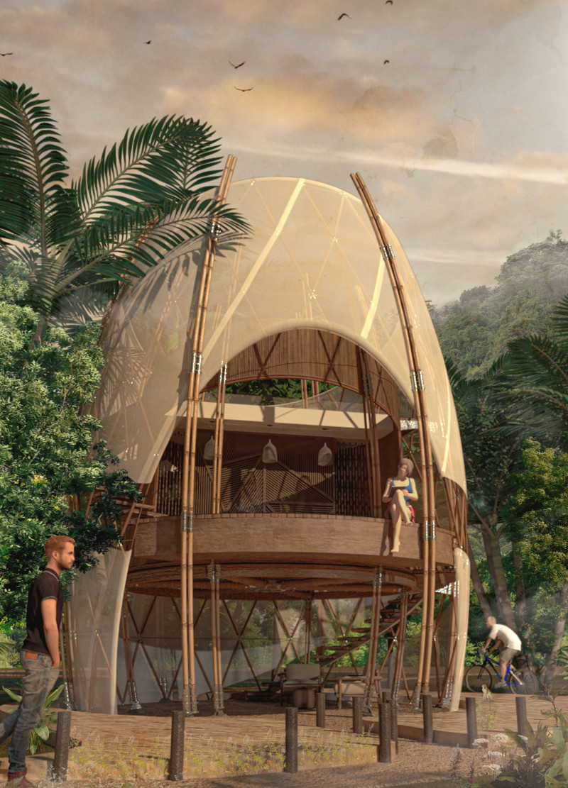 Bamboo Retreat Embracing Climate Through Textile Canopies
