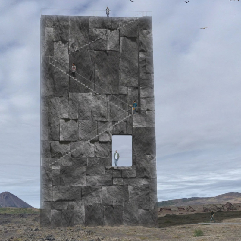 Basalt-Clad Watchtower Embracing Geothermal Landscapes with Subterranean Spaces
