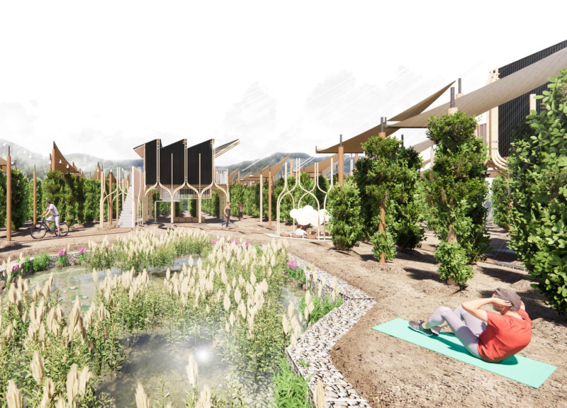 Bamboo and Gabion Integration in a Sustainable Community Retreat