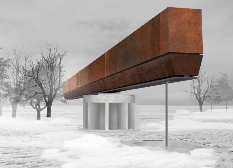 Corten-Clad Memorial with Elevated Timeline for Historical Reflection