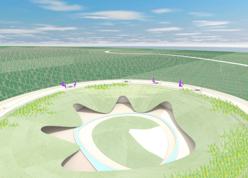 Rooftop Terrace Overlooking Vineyards with Local Materials and Ecotone Design