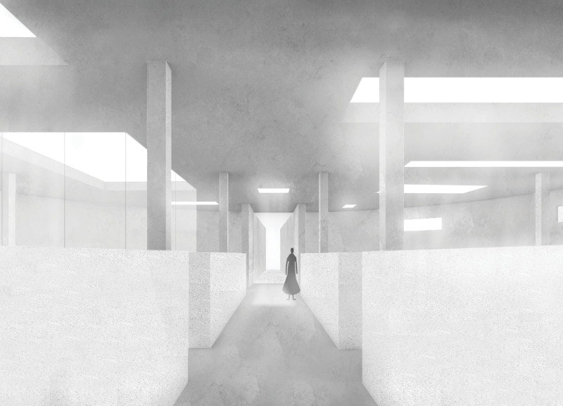 Journey Through Buried Spaces with Natural Light and Reflective Geometry