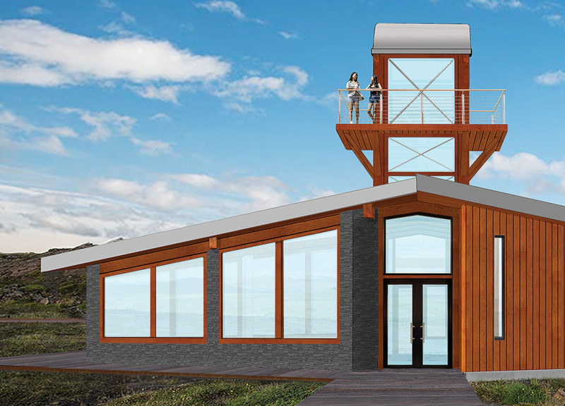 Basalt Flooring and Undulating Roof Form in a Visitor Experience Center