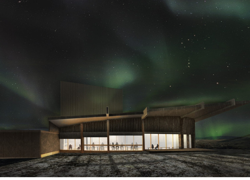 Framing Views with Basalt and Wood in a Volcanic Landscape