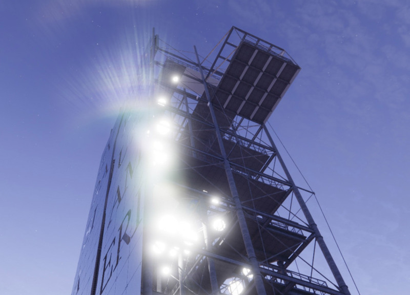Mirrored Façade and Tectonic Elements in a Cultural Tower