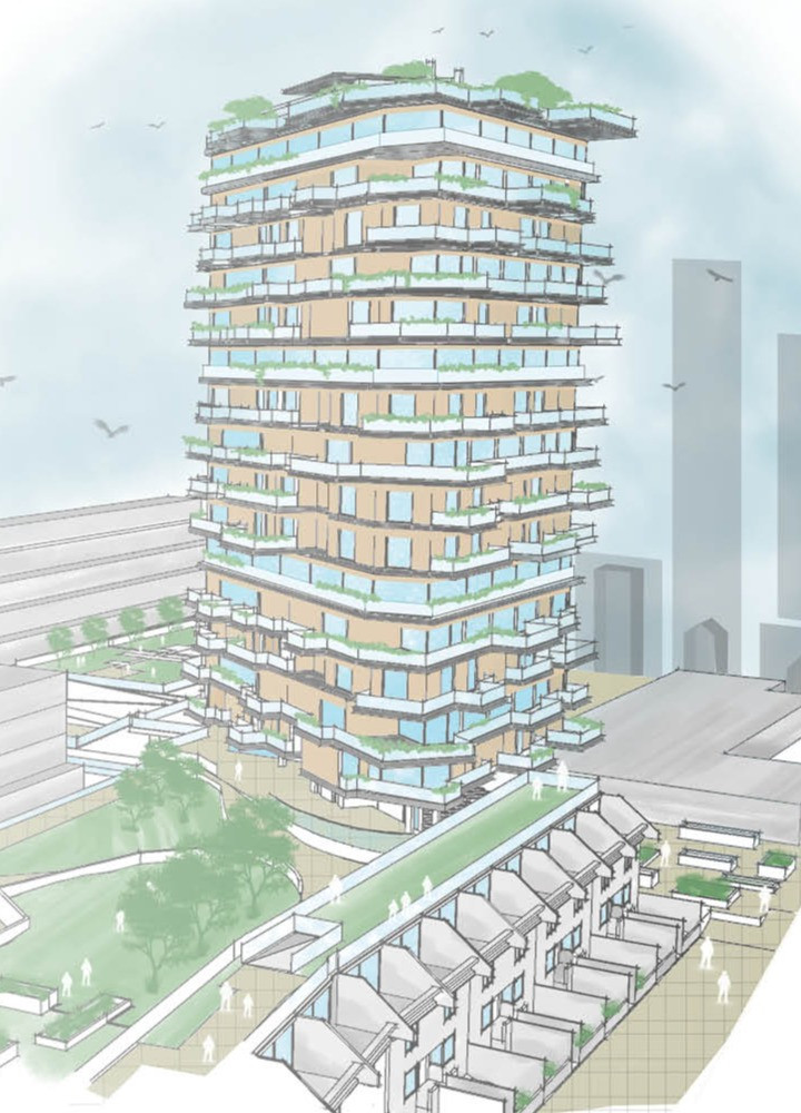 Car-Free Community Built Around Terraced Green Spaces