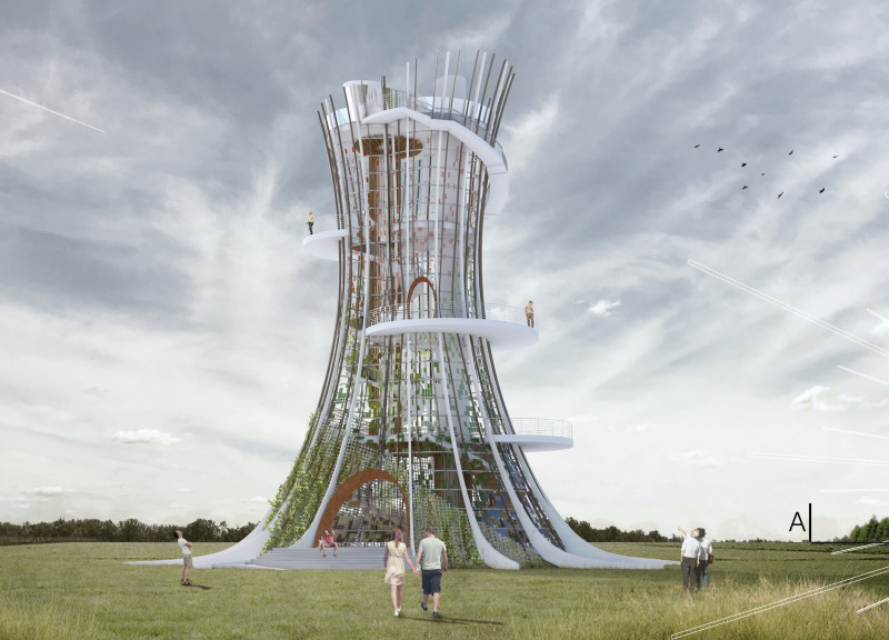 Curved Steel Structure with Kinetic Polycarbonate Panels Enhancing Community Connection