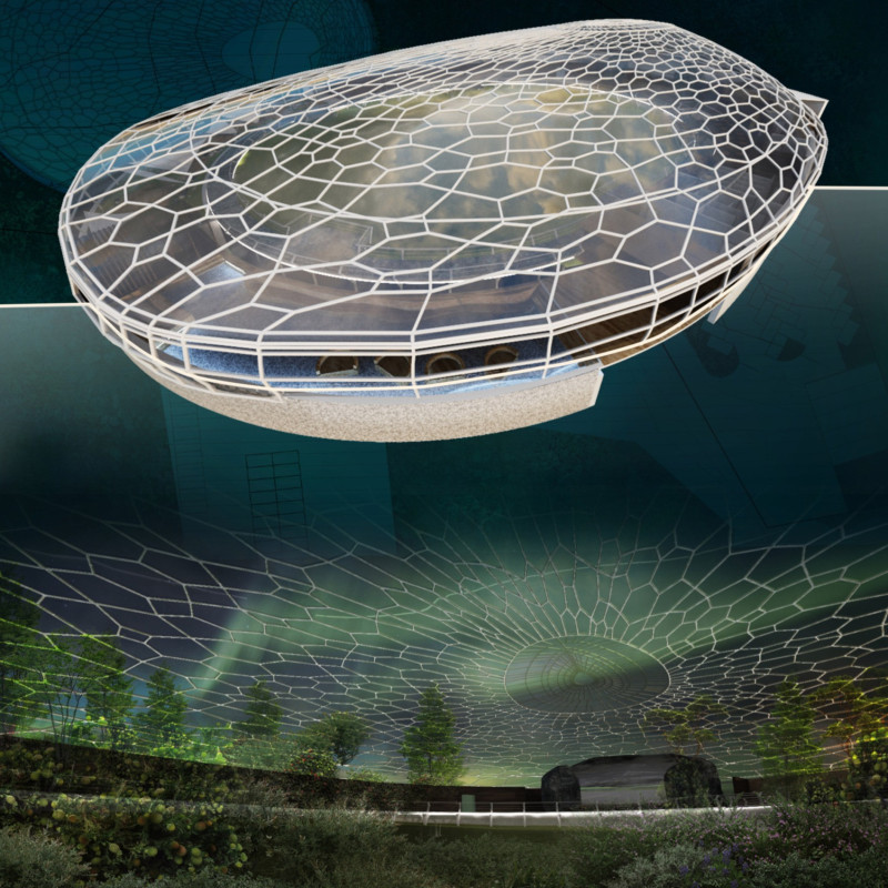 Elevated Ice Block Installation Amidst Natural Greenery