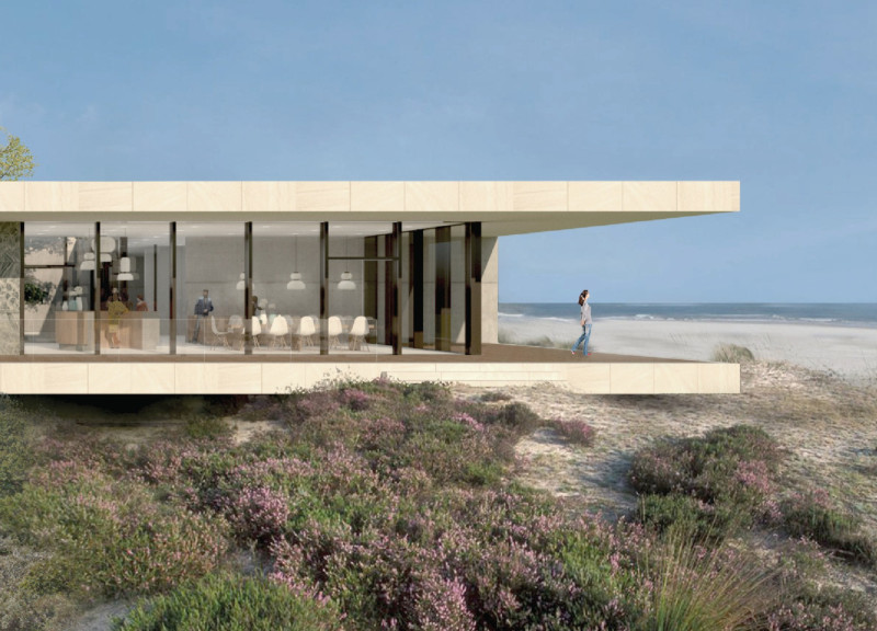 Calming Horizontal Slabs Integrating Nature in Coastal Hospice Care