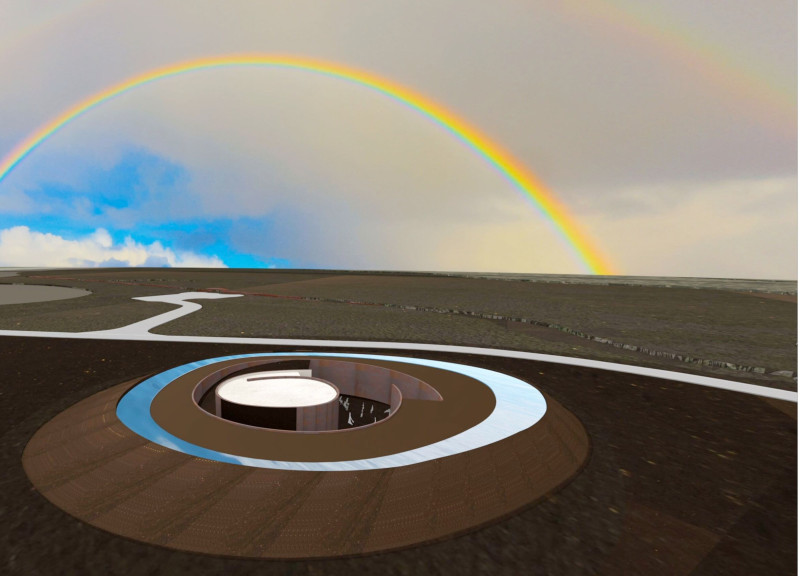 Caldera-Inspired Space with Lava Rock and Cave-Like Entrance for Cinematic Experience