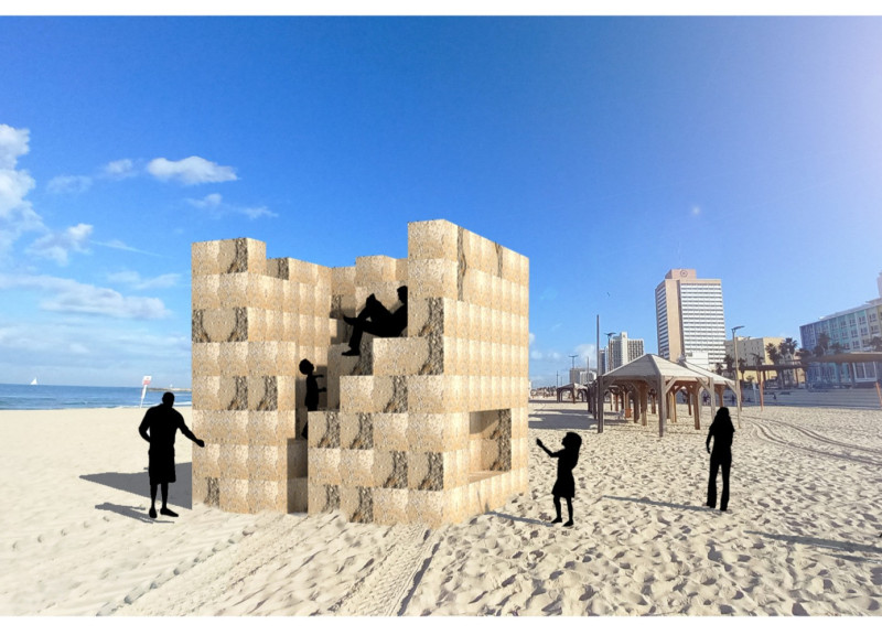 Experience of Climbing Through a Pavilion Crafted from Local Sea Sand