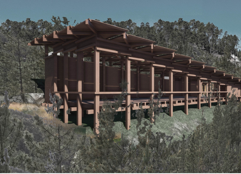 Elevated Practice Space Featuring Antiseptic Wood and Rainwater Systems