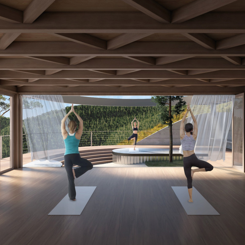 Reflective Pavilion Utilizing Cross-Laminated Timber for Meditation