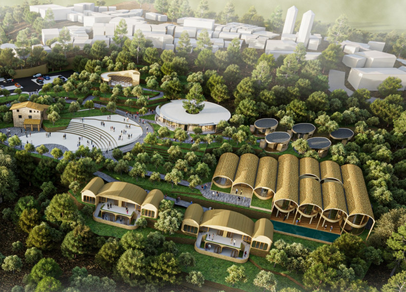 Rustic Brick and Metal Residence Amidst Olive and Almond Groves