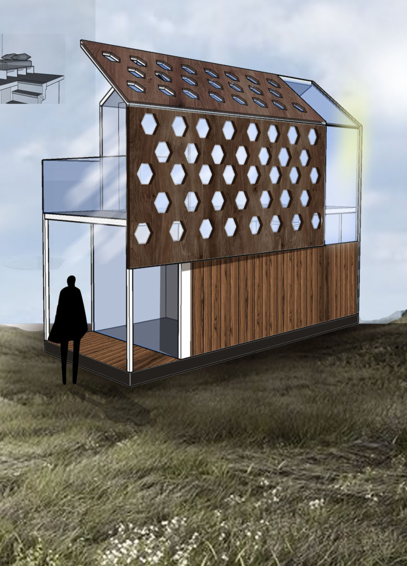 Joinery Staircase and Movable Roof in Compact Timber Living