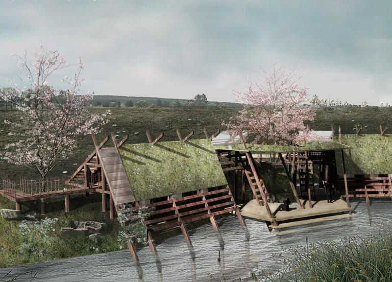 Green Roofs and Semi-Underground Design in a Community-Integrated Sauna