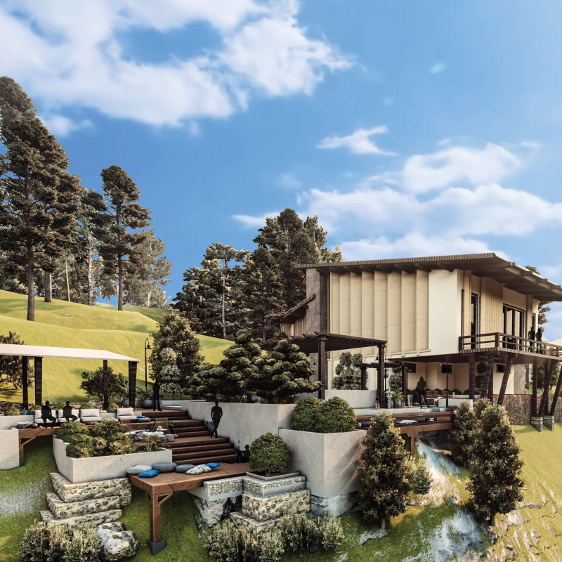 Natural Ventilation and Greywater Management in a Cliffside Yoga Retreat